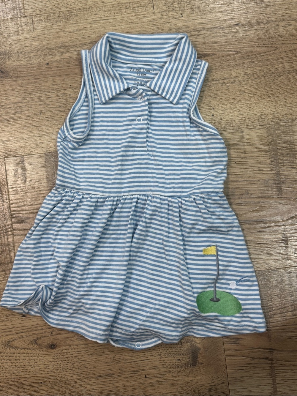 Angel Dear Light Blue and White Striped Polo One-Piece